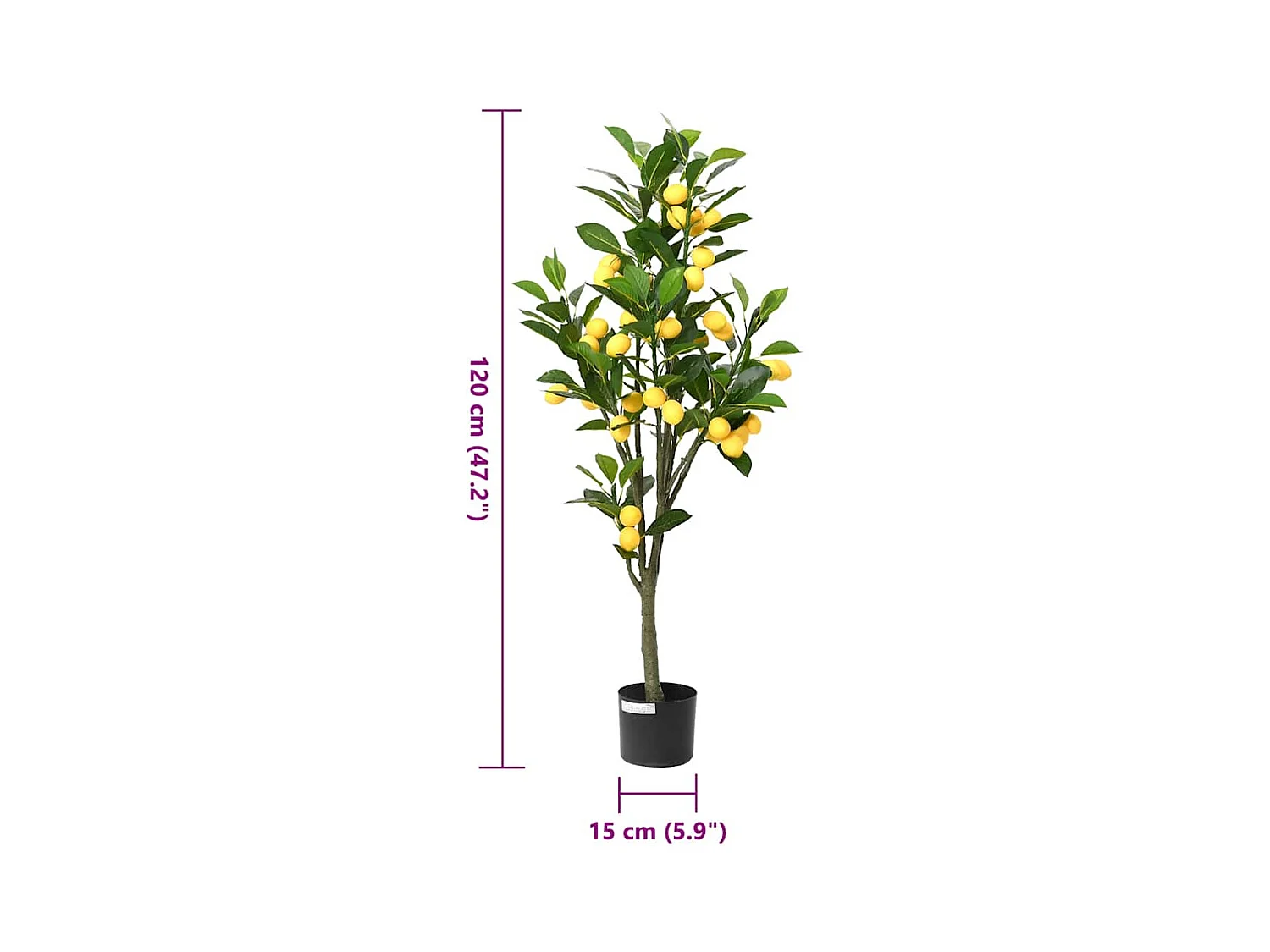 Albero di limone artificiale 136 foglie 120 cm verde