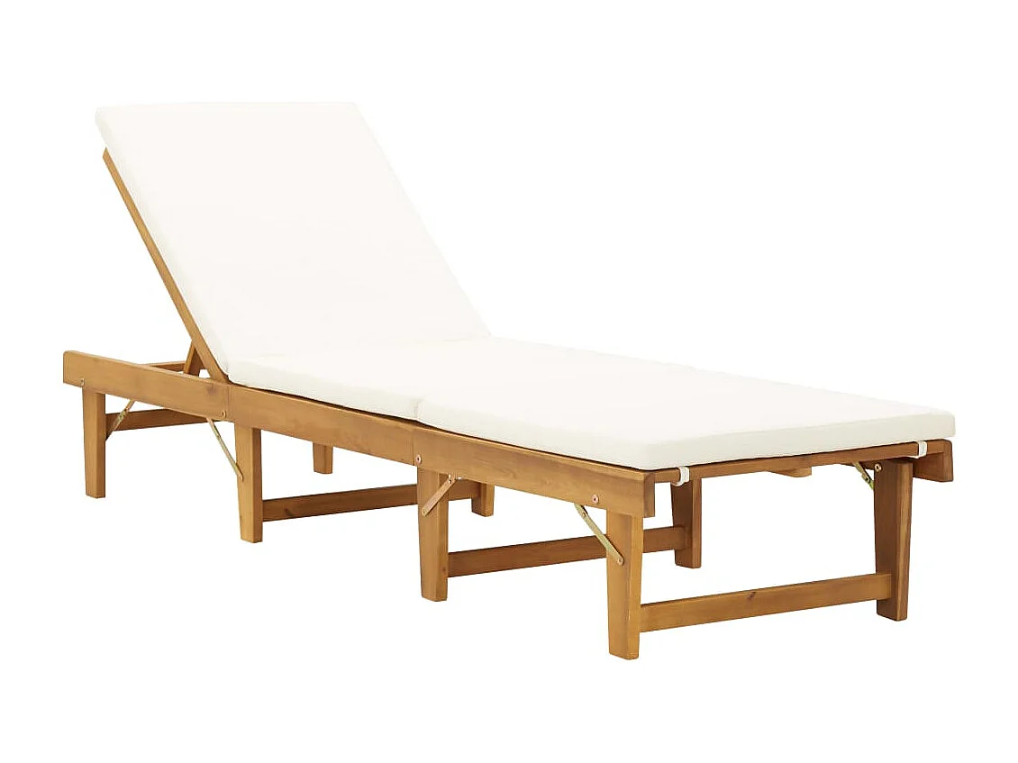 Sillón plegable con cojín Madera maciza de acacia