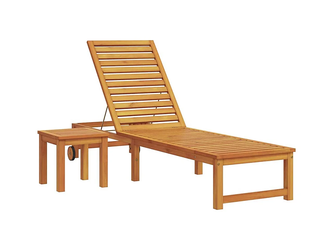 Enkele ligstoel bruin 53 x 202 x 89 cm massief acaciahout