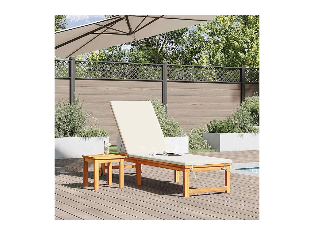 Enkele ligstoel bruin 53 x 202 x 89 cm massief acaciahout