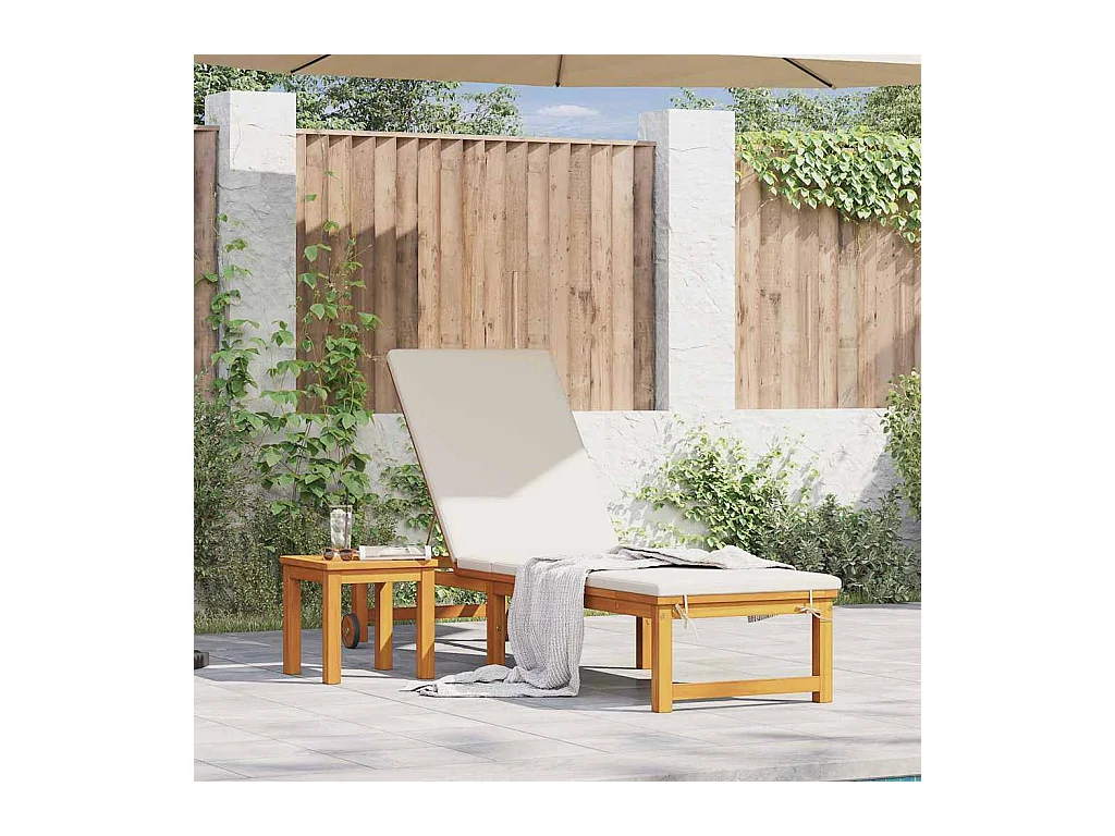 Transat 1-personne Marron 53 x 202 x 89cm Bois d'acacia massif
