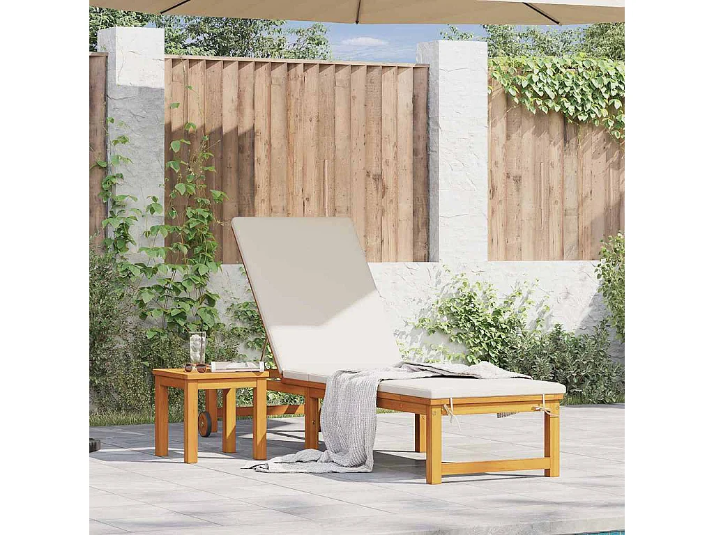 Transat 1-personne Marron 53 x 202 x 89cm Bois d'acacia massif