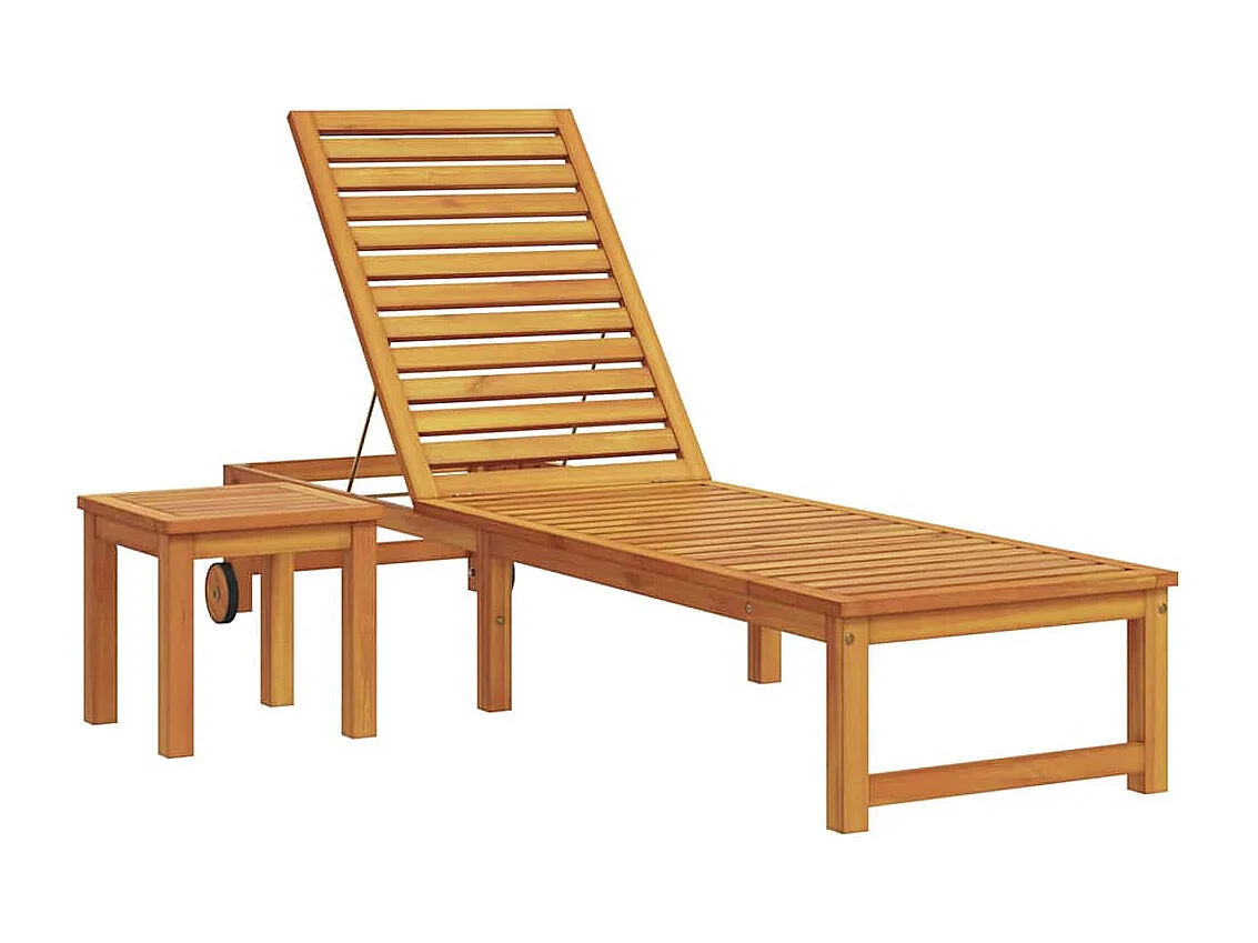 Transat 1-personne Marron 53 x 202 x 89cm Bois d'acacia massif