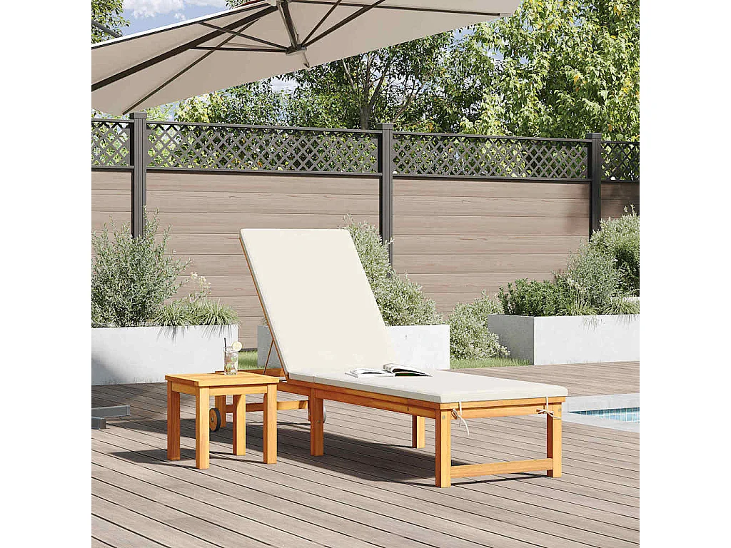 Transat 1-personne Marron 53 x 202 x 89cm Bois d'acacia massif