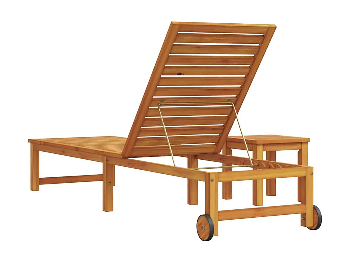 Transat 1-personne Marron 53 x 202 x 89cm Bois d'acacia massif