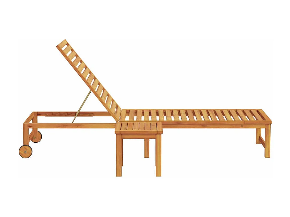 Transat 1-personne Marron 53 x 202 x 89cm Bois d'acacia massif