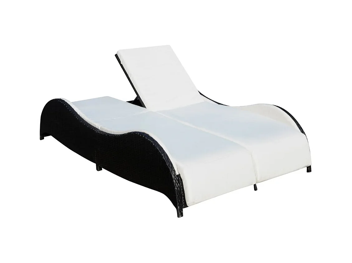 Chaise longue doble con cojín Resina tejida negra