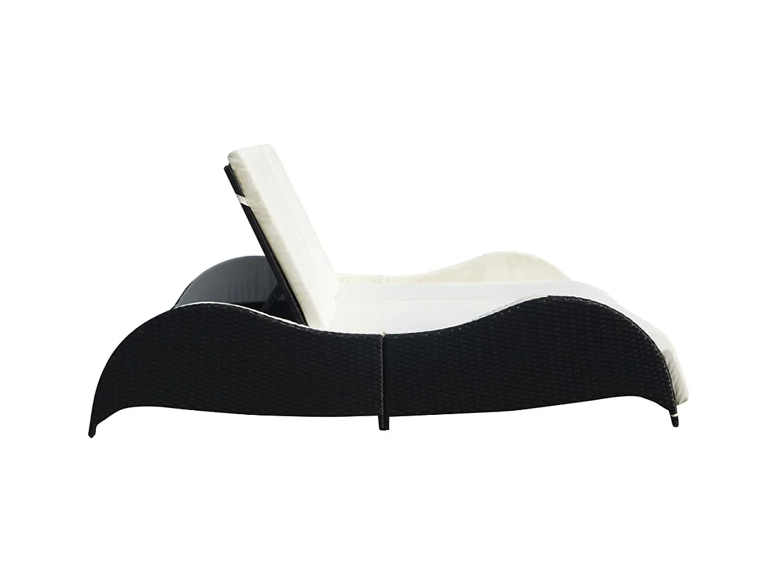 Chaise longue doble con cojín Resina tejida negra