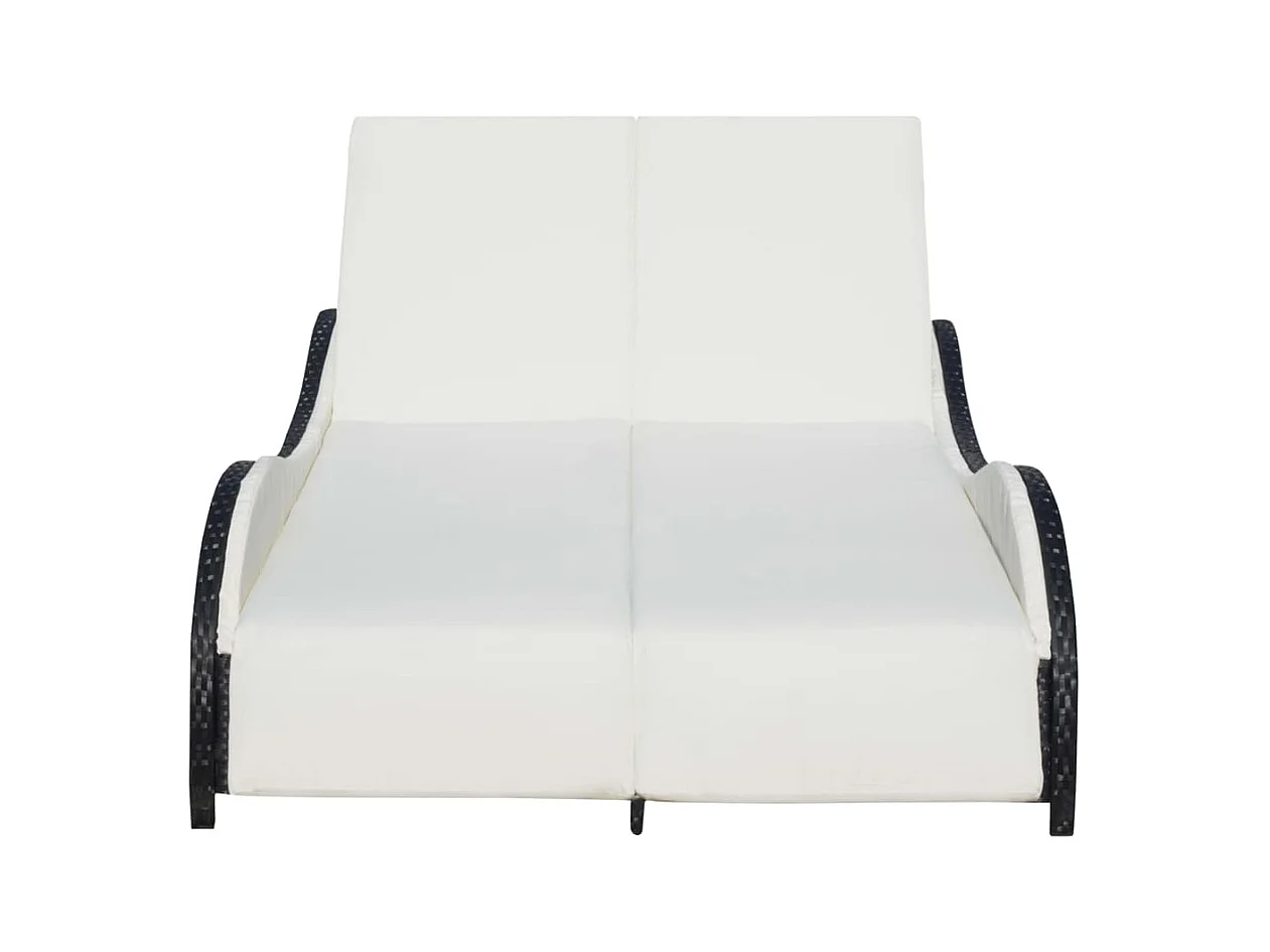 Chaise longue doble con cojín Resina tejida negra