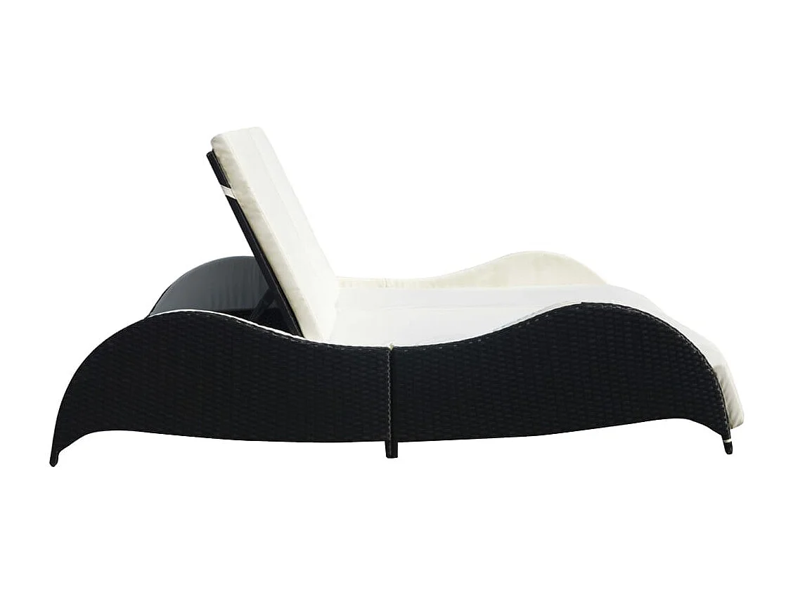Chaise longue doppia con cuscino Resina intrecciata nera