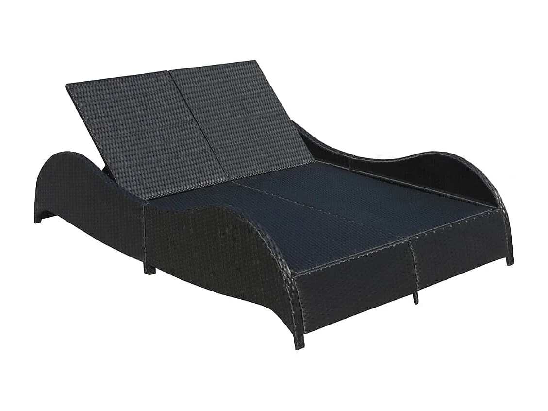 Chaise longue doppia con cuscino Resina intrecciata nera