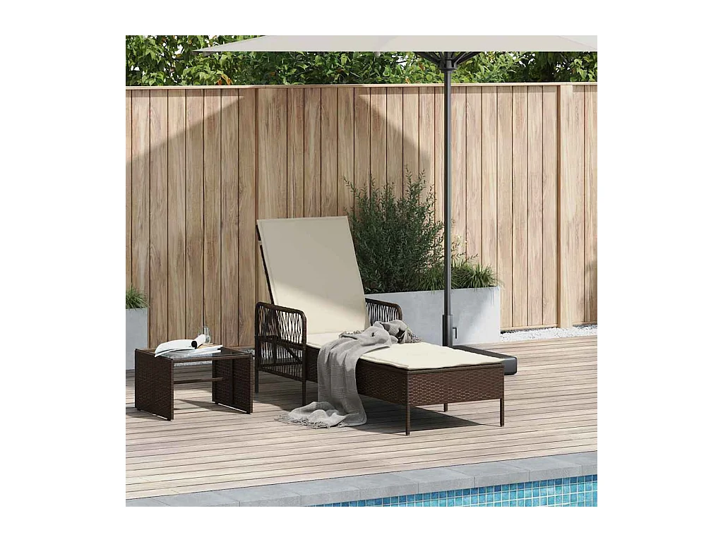 Poltrona relax con cuscino, marrone, in polyrattan