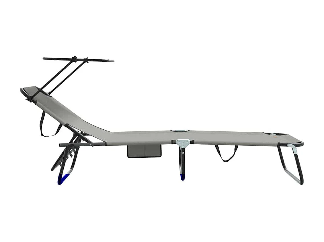 Grijze opvouwbare ligstoel met een kap van 600D Oxford-stof