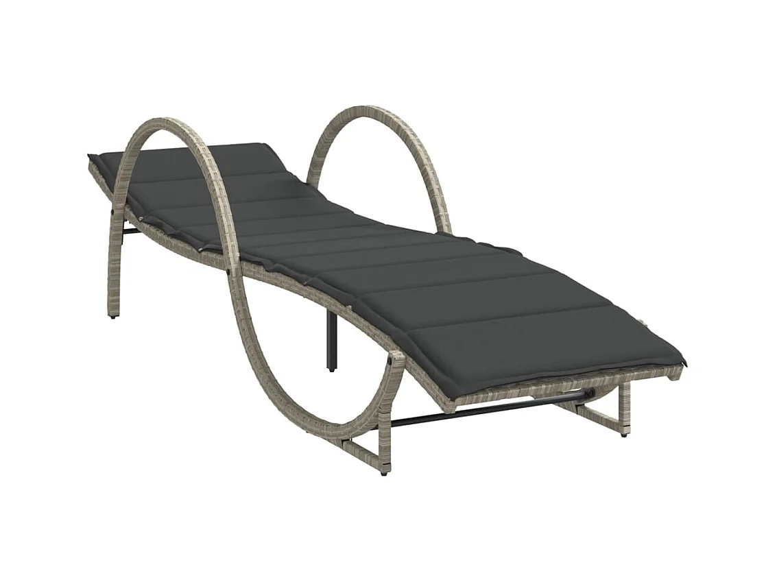 Chaise longue en lichtgrijs kussen 60x199x42 cm geweven hars