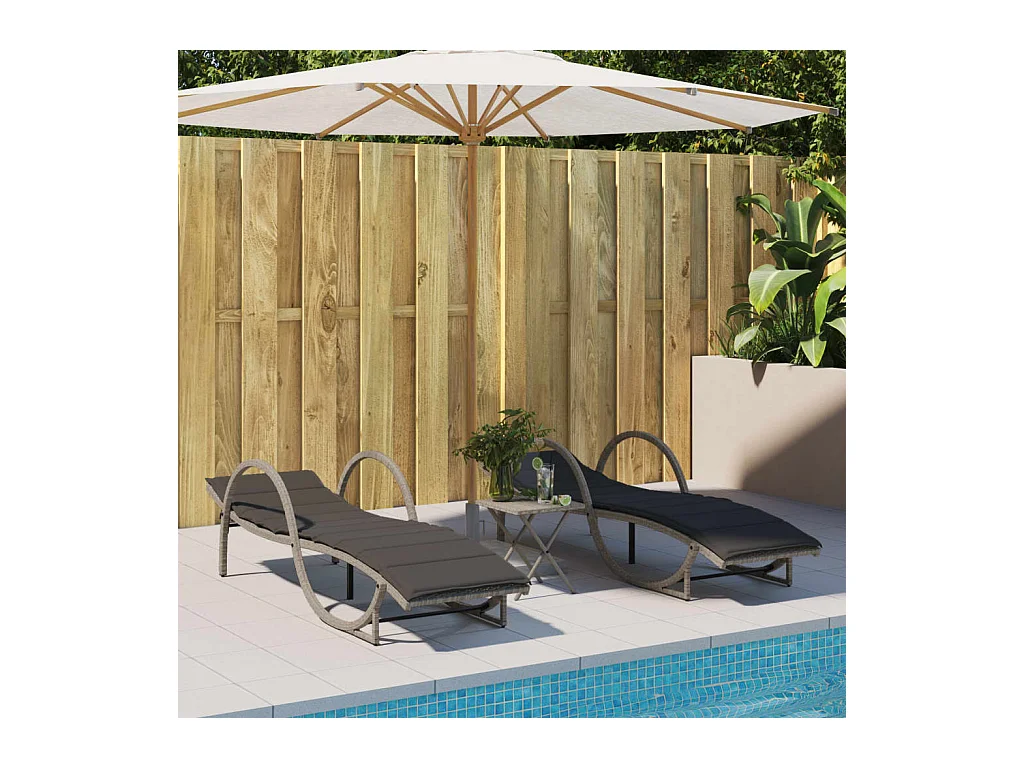 Chaise longue en lichtgrijs kussen 60x199x42 cm geweven hars