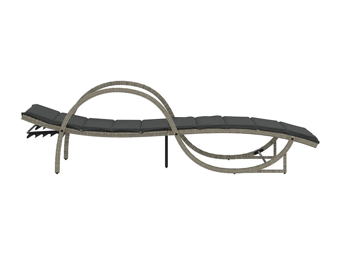 Chaise longue y cojín gris claro 60x199x42 cm resina tejida