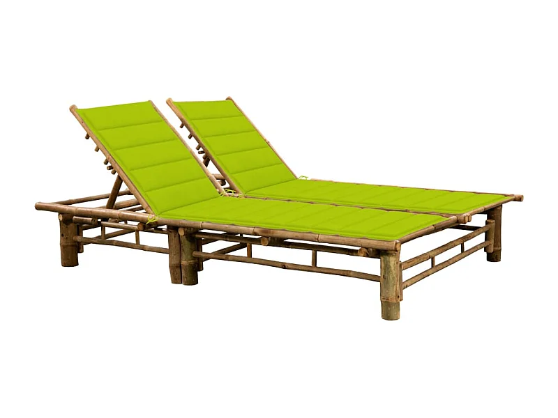 Bamboe chaise longue voor 2 personen met kussens