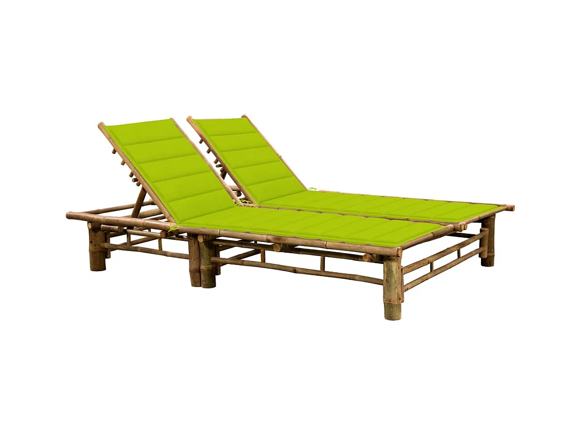 Chaise longue pour 2 personnes avec coussins Bambou