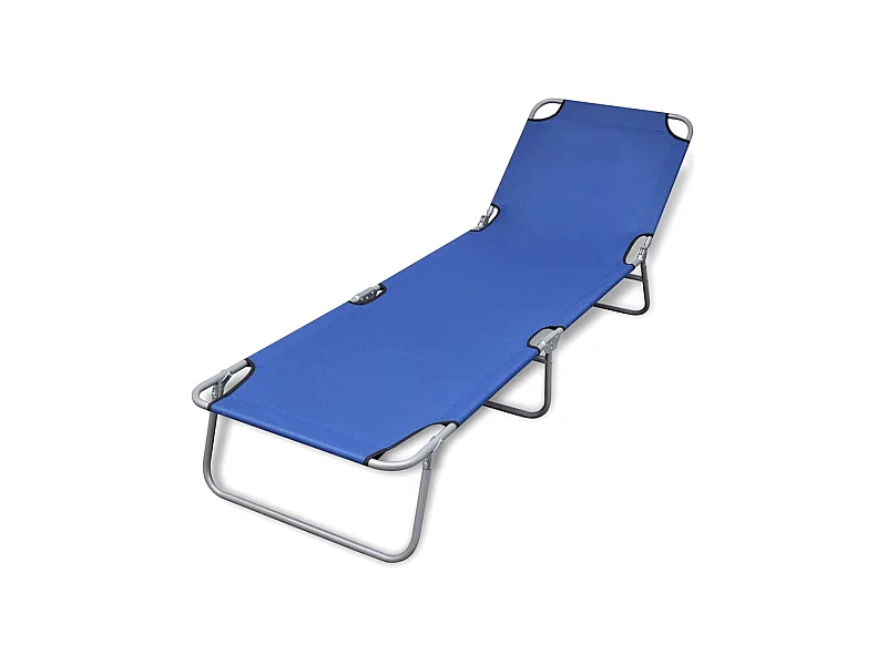 Chaise longue pliable acier enduit de poudre bleu