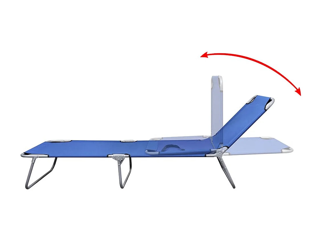 Chaise longue pliable acier enduit de poudre bleu