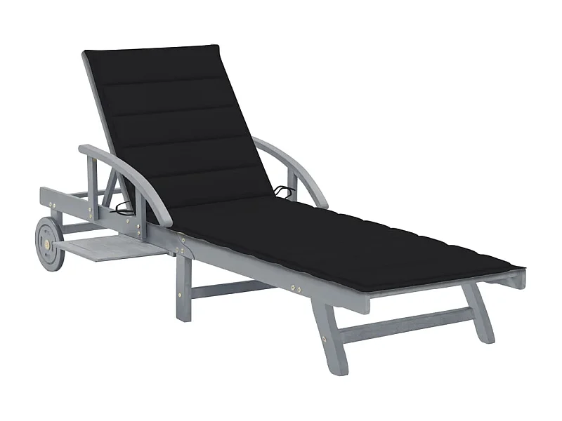 Chaise longue de jardin avec coussin Bois d'acacia solide
