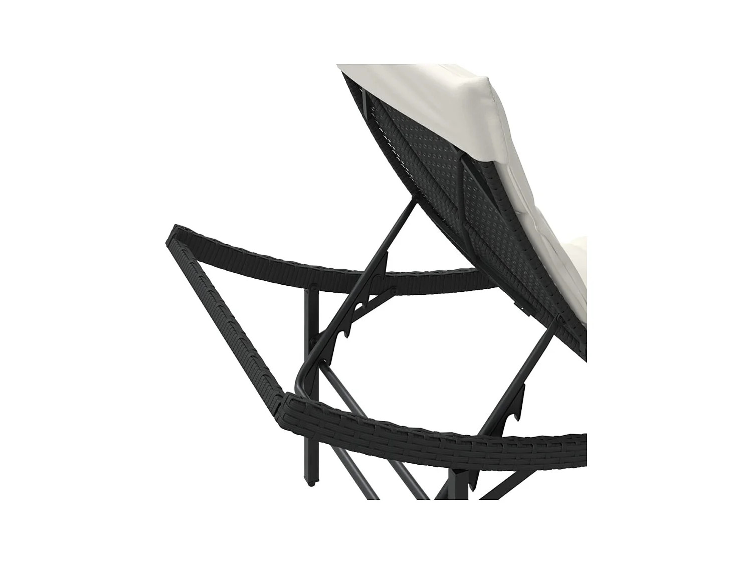 Conjunto de 2 tumbonas con cojines de mimbre negro