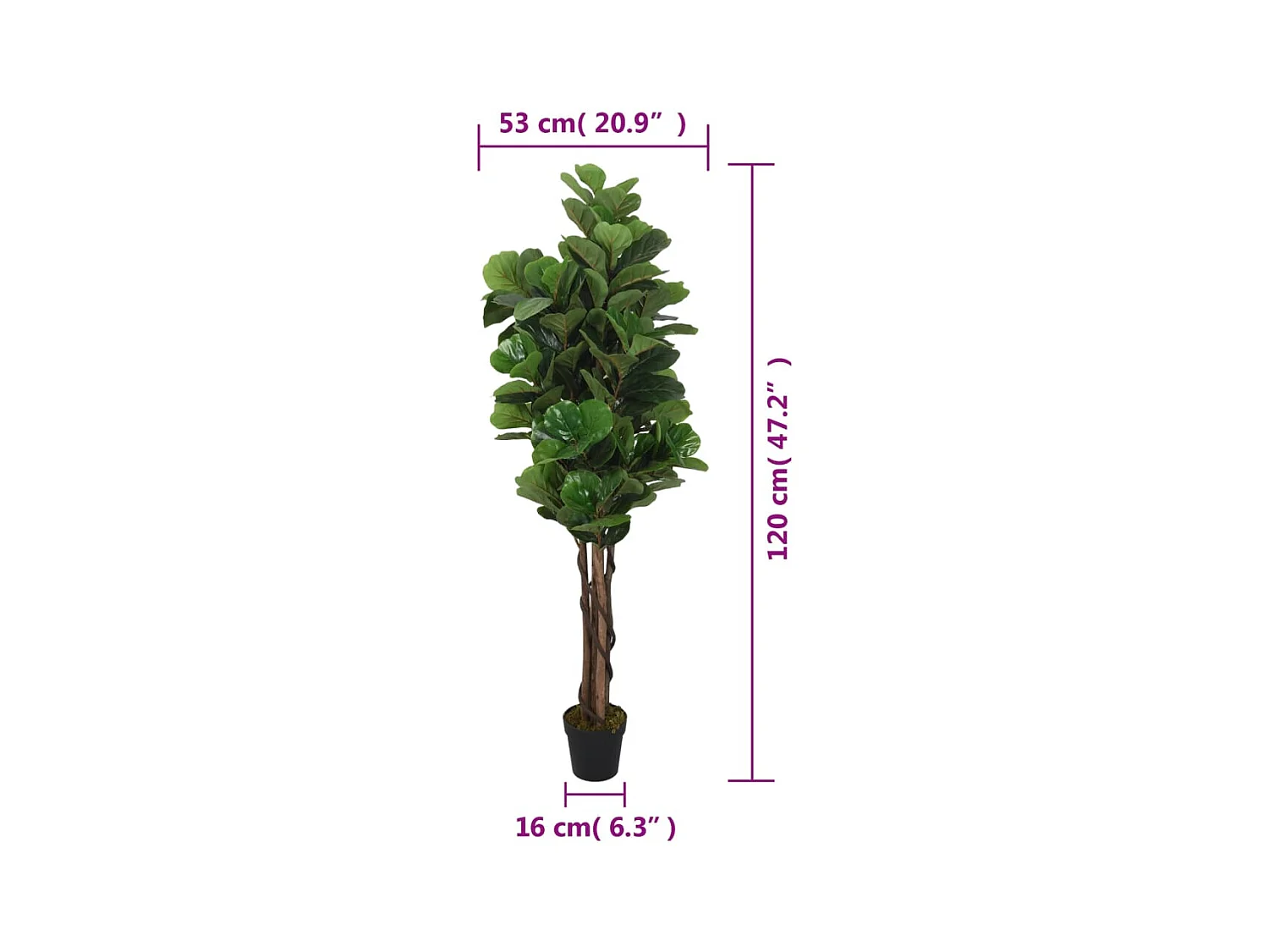 Ficus lyrata artificiale 134 foglie 120 cm verde