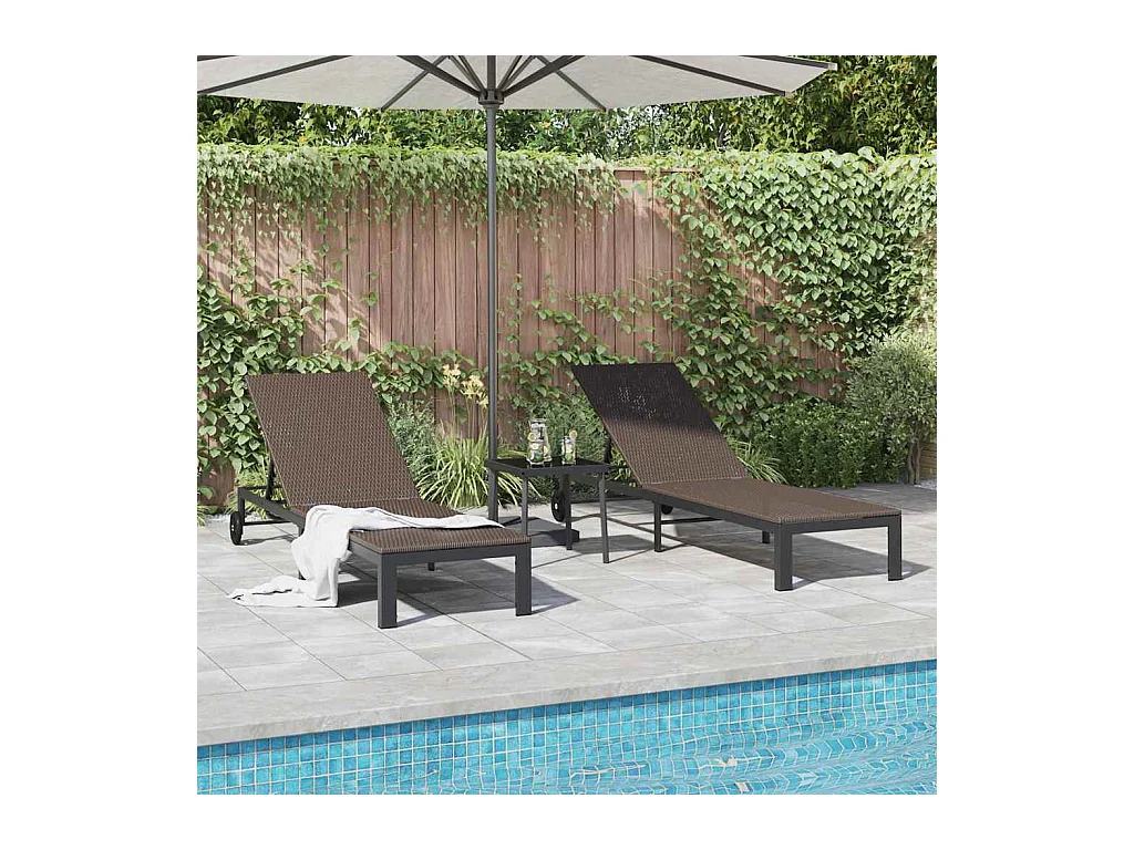 Transat avec coussin 2 pcs Marron 40 x 39 x 40.5cm polyrotin