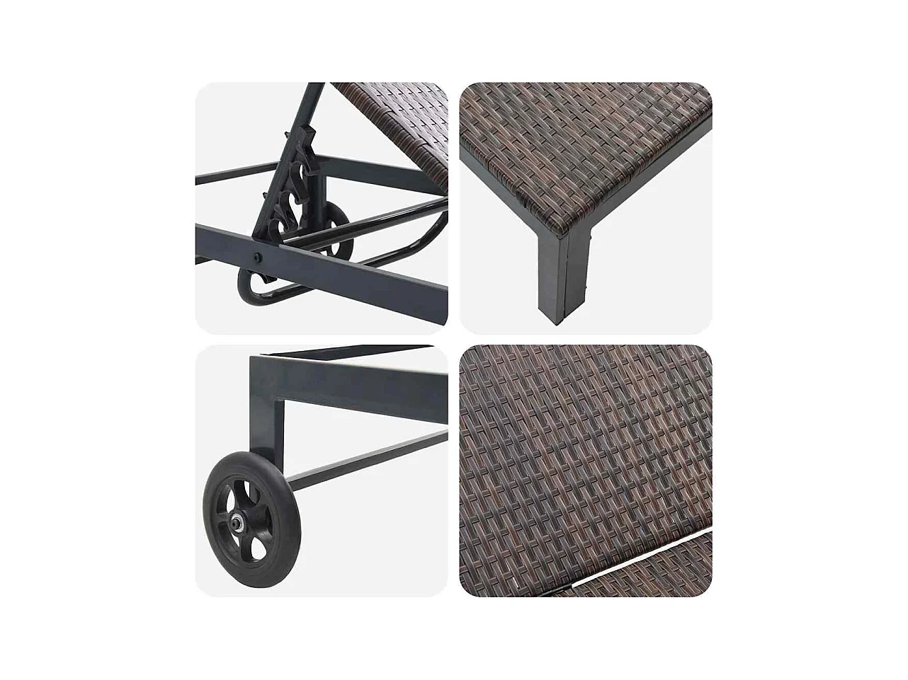 Transat avec coussin 2 pcs Marron 40 x 39 x 40.5cm polyrotin