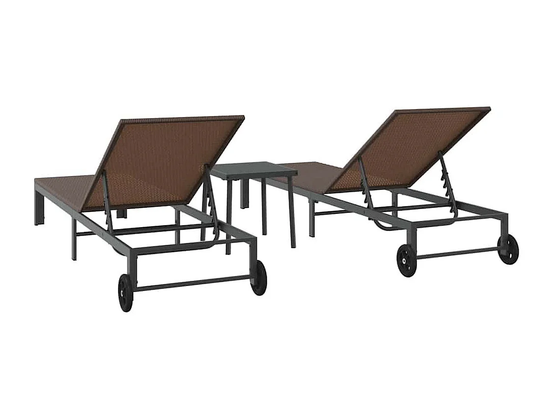 Transat avec coussin 2 pcs Marron 40 x 39 x 40.5cm polyrotin