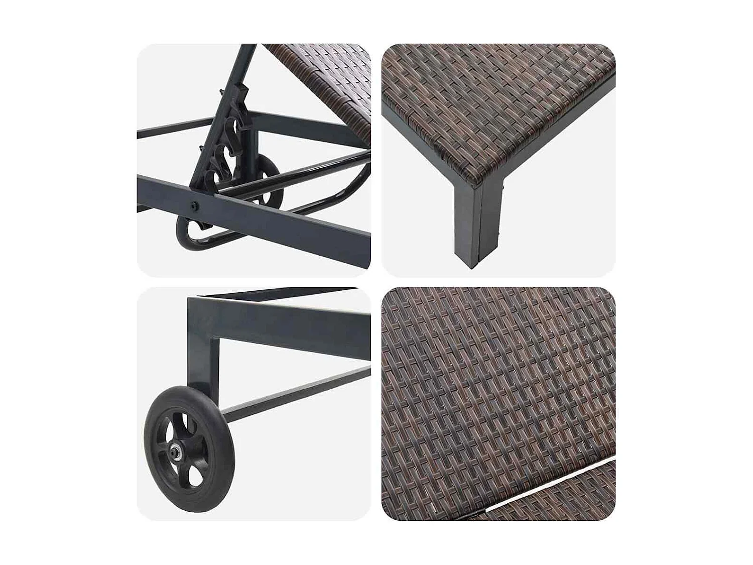 Transat avec coussin 2 pcs Marron 40 x 39 x 40.5cm polyrotin