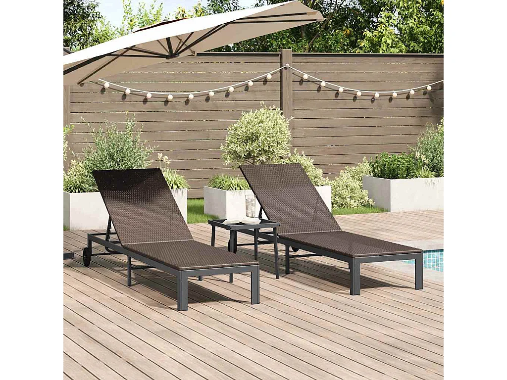 Transat avec coussin 2 pcs Marron 40 x 39 x 40.5cm polyrotin