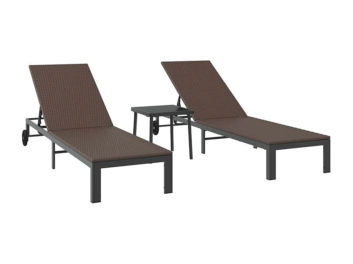 Transat avec coussin 2 pcs Marron 40 x 39 x 40.5cm polyrotin