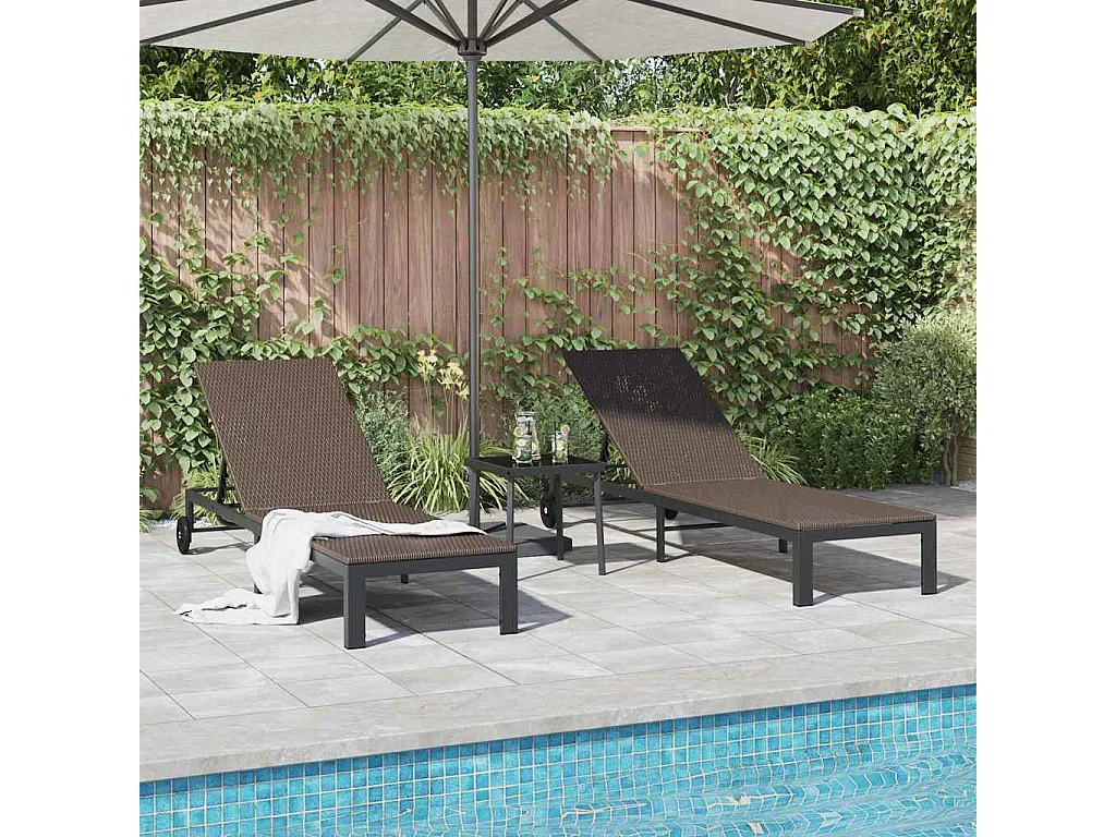 Transat avec coussin 2 pcs Marron 40 x 39 x 40.5cm polyrotin