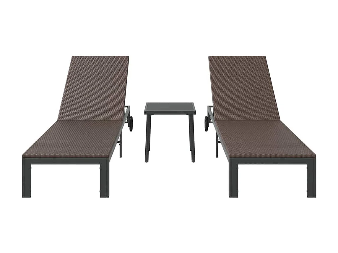 Transat avec coussin 2 pcs Marron 40 x 39 x 40.5cm polyrotin