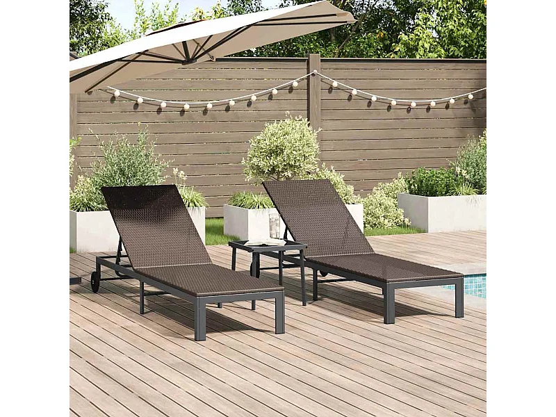 Transat avec coussin 2 pcs Marron 40 x 39 x 40.5cm polyrotin