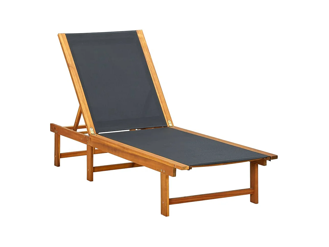 Chaise longue Massief acaciahout en textileen