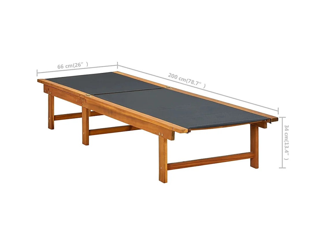 Chaise longue Massief acaciahout en textileen