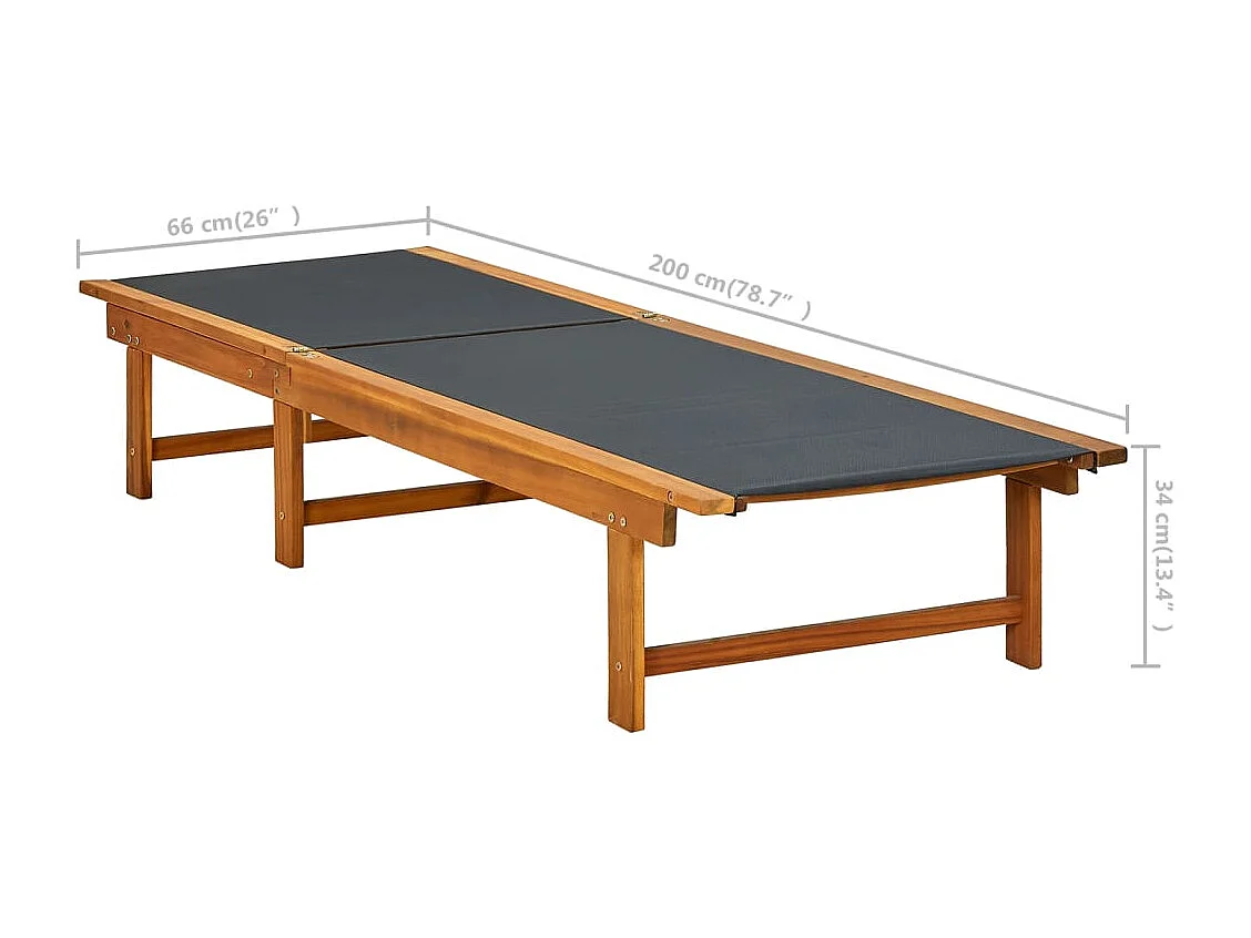 Chaise longue Legno massello di acacia e textilene