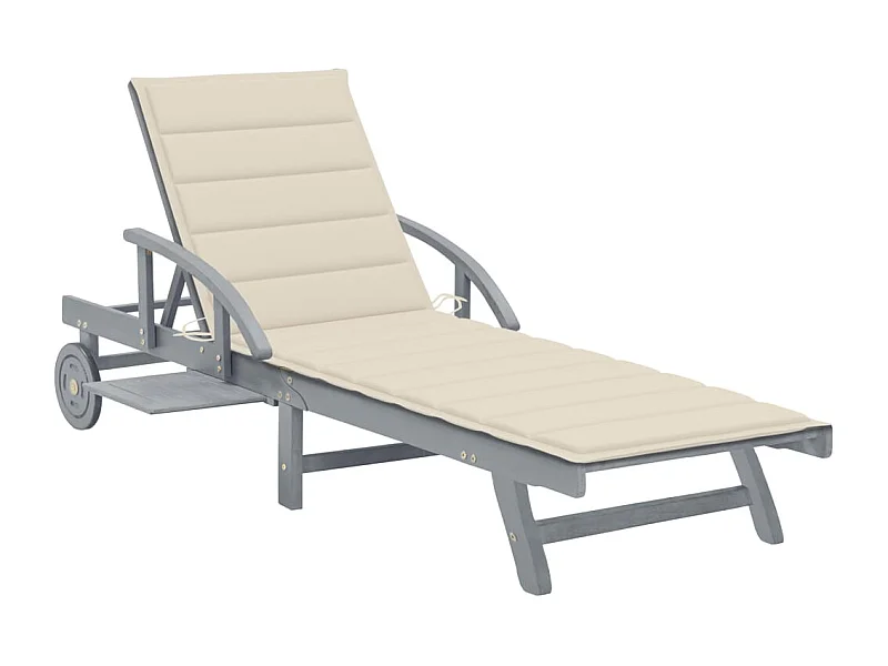Chaise longue de jardin avec coussin Bois d'acacia solide