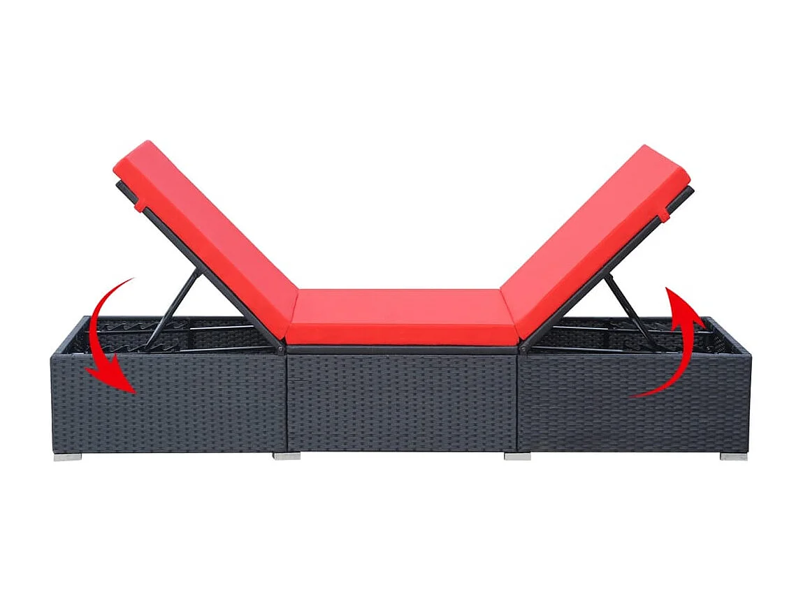 Poltrona con cuscino in resina intrecciata nera