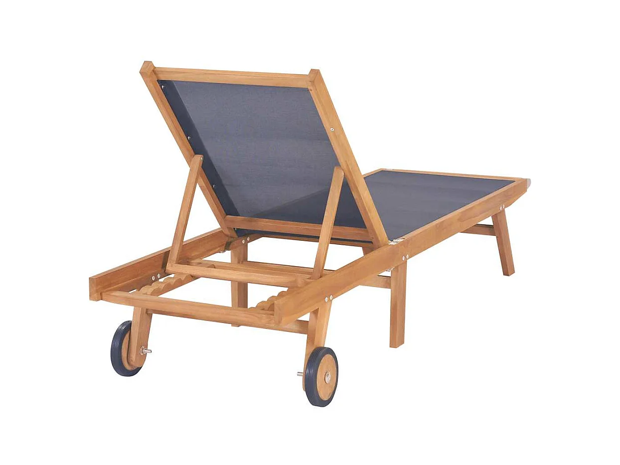 Opvouwbare loungestoel met wielen Massief teakhout en textileen