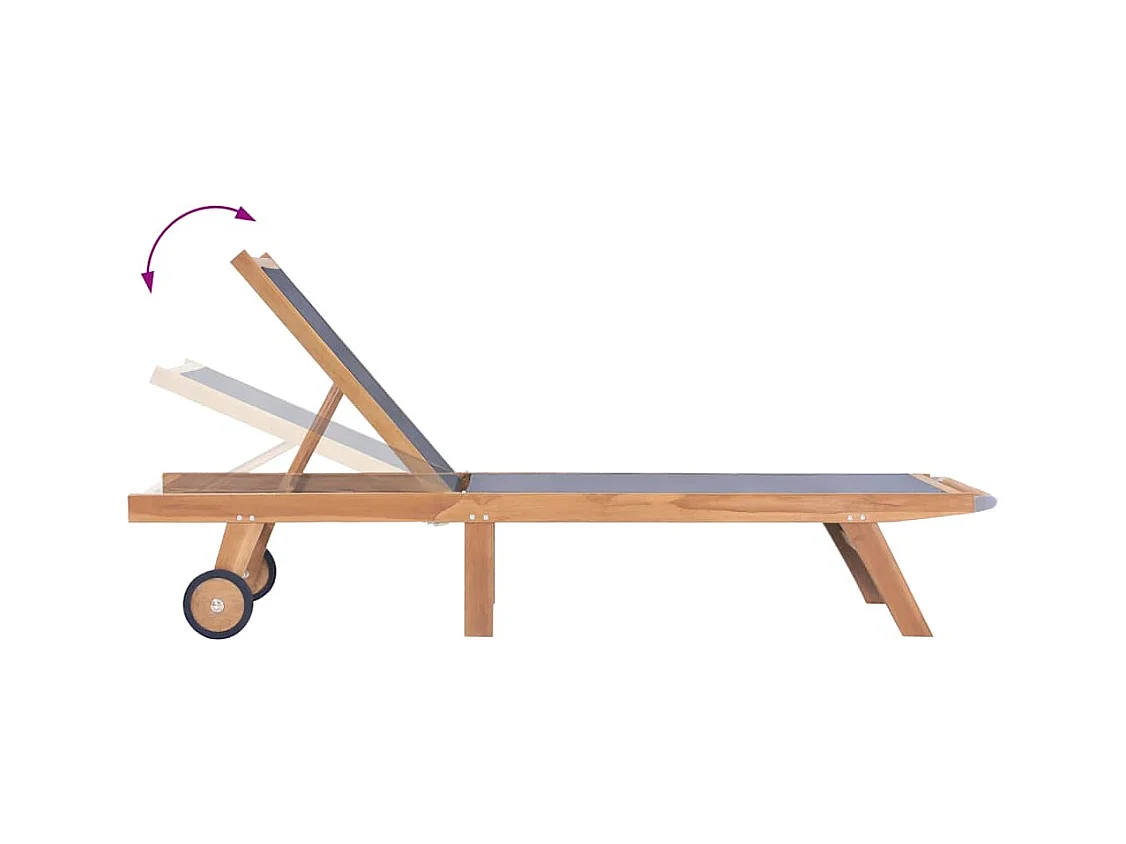 Opvouwbare loungestoel met wielen Massief teakhout en textileen