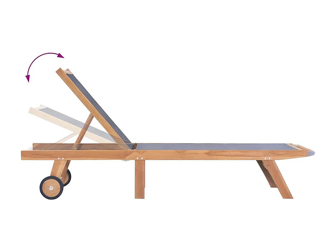 Sillón plegable con ruedas Teca maciza y textilene