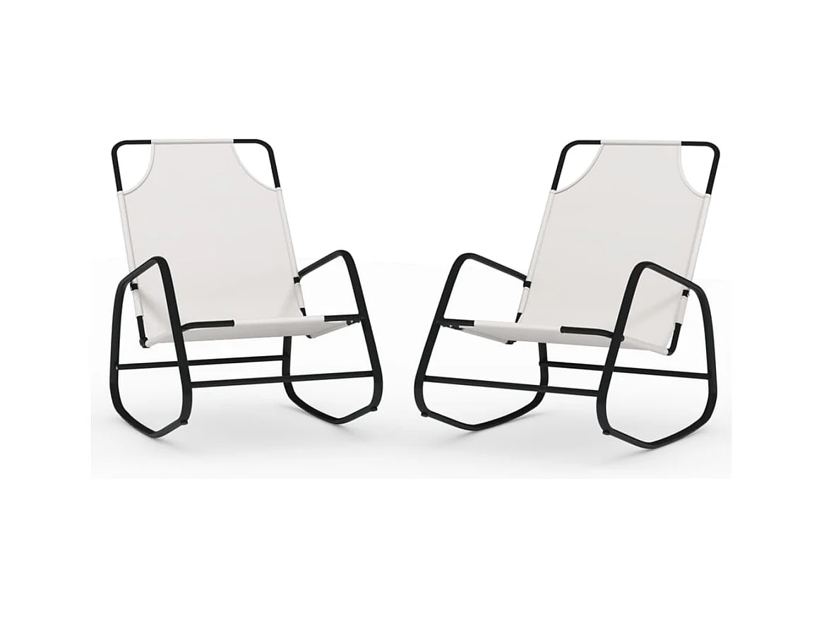 Schommelstoelen set van 2 crèmekleurig staal en textileen