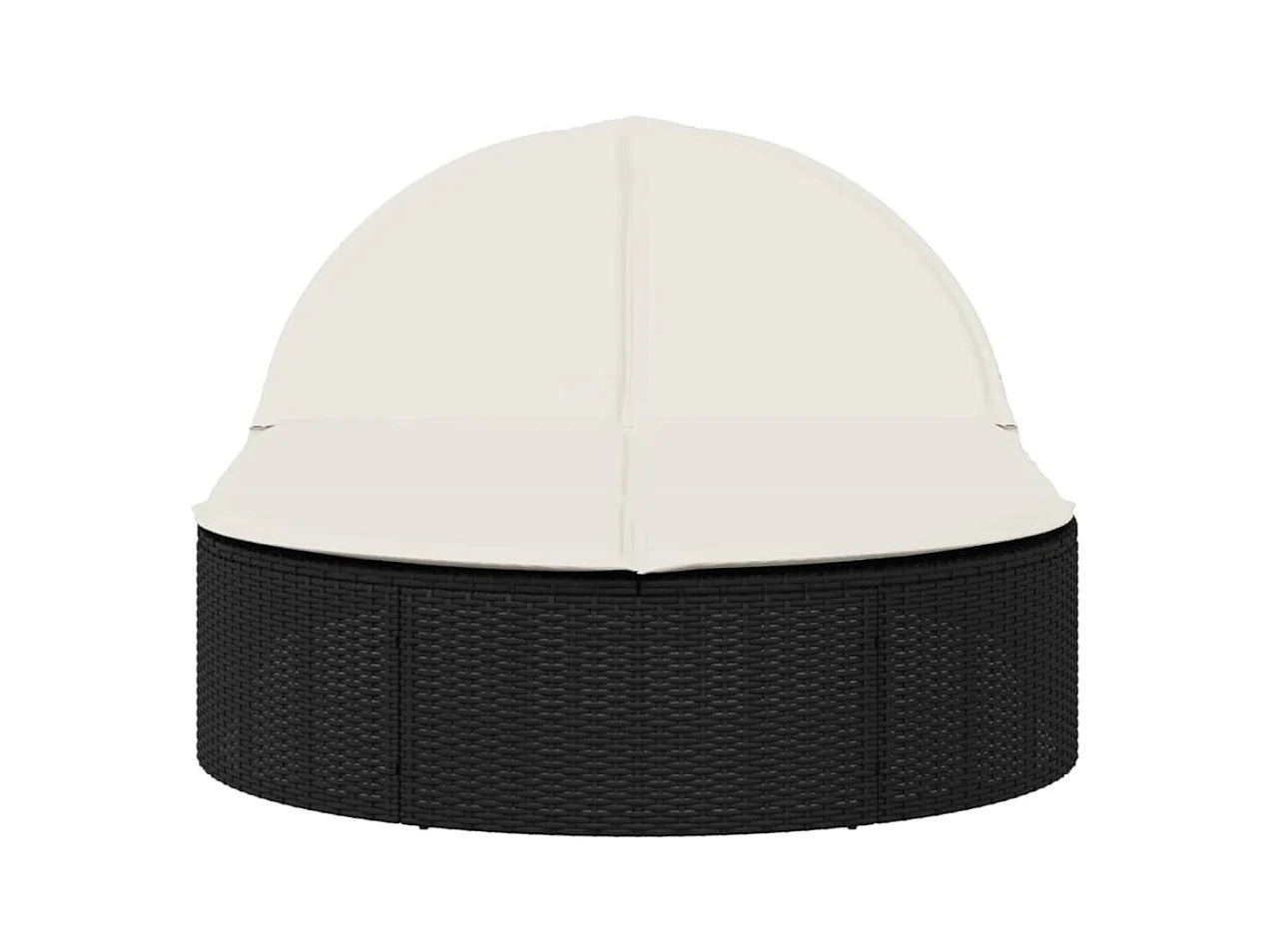 Dubbele chaise longue met zwarte kunsthars rieten kussens