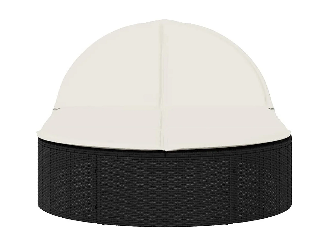 Chaise longue doppia con cuscini in vimini di resina nera