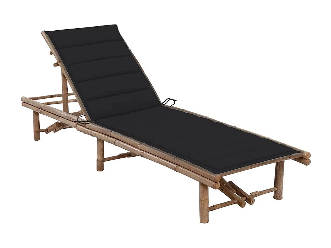 Chaise longue de jardin avec coussin Bambou