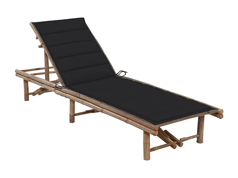 Chaise longue de jardin avec coussin Bambou