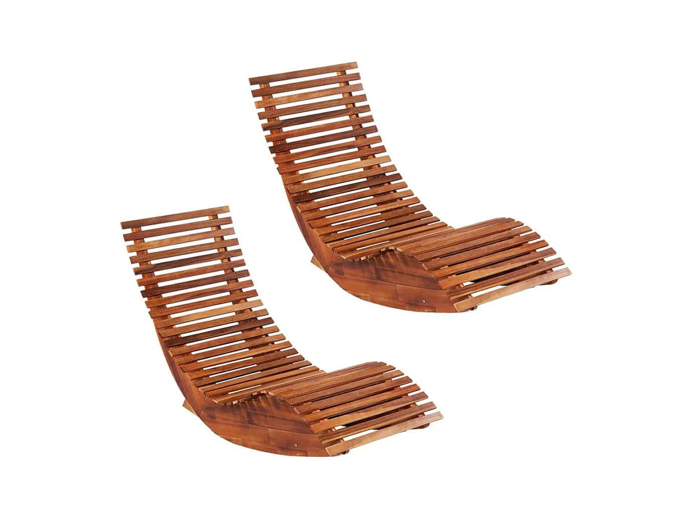 Kantelbare ligstoelen set van 2 acaciahout